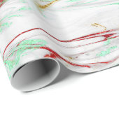 Elegant modern rood goudgroen witte marmer cadeaupapier (Rol Hoek)