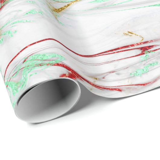 Elegant modern rood goudgroen witte marmer cadeaupapier (Rol Hoek)