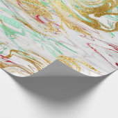 Elegant modern rood goudgroen witte marmer cadeaupapier (Hoek)