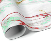 Elegant modern rood goudgroen witte marmer cadeaupapier (Rol Hoek)