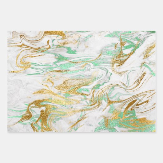 Elegant modern rood goudgroen witte marmer inpakpapier vel (Voorkant 2)