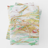 Elegant modern rood goudgroen witte marmer inpakpapier vel (In situ)