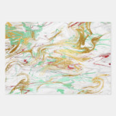 Elegant modern rood goudgroen witte marmer inpakpapier vel (Voorkant)