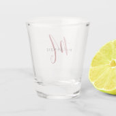 Elegant modern rood Script monogram Shot Glas (Achterkant)