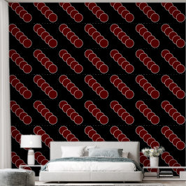 Elegant Modern Rood Wit Cirkelpatroon Zwart Behang