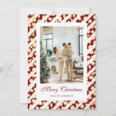 Elegant Modern Rood Wit Foto Vrolijk Kerstfeest Feestdagenkaart (Voorkant)