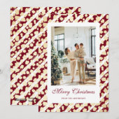 Elegant Modern Rood Wit Foto Vrolijk Kerstfeest Feestdagenkaart (Voorkant / Achterkant)