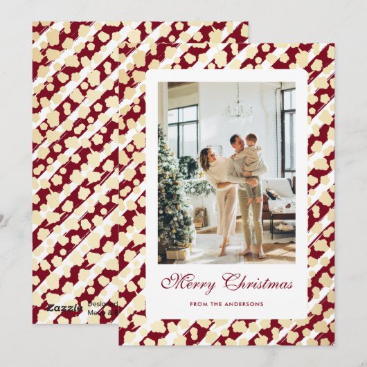 Elegant Modern Rood Wit Foto Vrolijk Kerstfeest Feestdagenkaart (Voorkant / Achterkant)