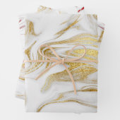 Elegant modern rood wit marmer inpakpapier vel (In situ)