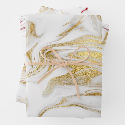 Elegant modern rood wit marmer inpakpapier vel (In situ)