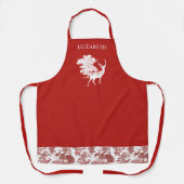 Elegant modern rood wit toile Deer Schort (Voorkant)