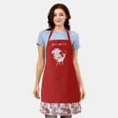 Elegant modern rood wit toile Deer Schort (Gedragen)