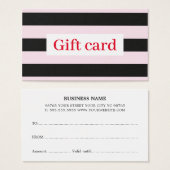 Elegant Modern Roos Black White Stripes Visitekaartje (Voorkant /achterkant)