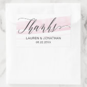 Elegant, modern, Roos Blush en zwart bruiloft Rechthoekige Sticker (Tas)