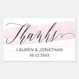 Elegant, modern, Roos Blush en zwart bruiloft Rechthoekige Sticker