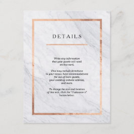 Elegant modern Roos en marmer Gold Invoegen Kaarte Informatiekaartje