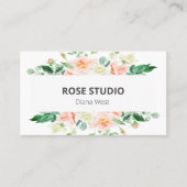 Elegant modern Roos Floral Visitekaartje (Voorkant)