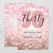 Elegant modern Roos Gold 30e verjaardag Kaart (Voorkant / Achterkant)