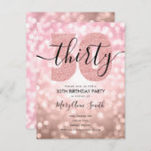Elegant modern Roos Gold 30e verjaardag Uitnodiging Briefkaart (Voorkant / Achterkant)