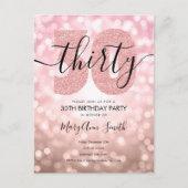 Elegant modern Roos Gold 30e verjaardag Uitnodiging Briefkaart (Voorkant)