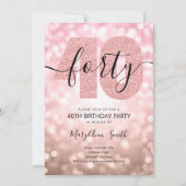 Elegant modern Roos Gold 40e verjaardag Kaart (Voorkant)