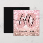 Elegant modern Roos Gold 50e verjaardag Dank u wel Bedankkaart (Voorkant / Achterkant)