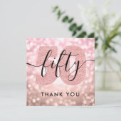 Elegant modern Roos Gold 50e verjaardag Dank u wel Bedankkaart (Staand voorkant)