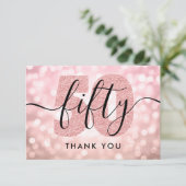 Elegant modern Roos Gold 50e verjaardag Dank u wel Bedankkaart (Staand voorkant)