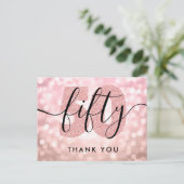 Elegant modern Roos Gold 50e verjaardag Dank u wel Briefkaart (Staand voorkant)