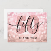 Elegant modern Roos Gold 50e verjaardag Dank u wel Briefkaart (Voorkant / Achterkant)