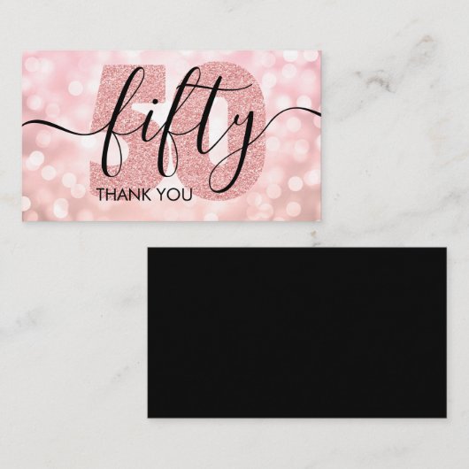 Elegant modern Roos Gold 50e verjaardag Dank u wel Visitekaartje (Voorkant / Achterkant)