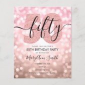 Elegant modern Roos Gold 50e verjaardag Flyer (Voorkant)