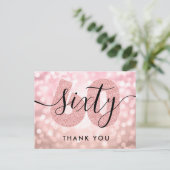 Elegant modern Roos Gold 60e verjaardag Dank u wel Briefkaart (Staand voorkant)