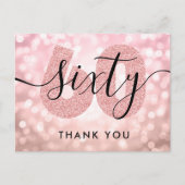 Elegant modern Roos Gold 60e verjaardag Dank u wel Briefkaart (Voorkant)