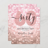 Elegant modern Roos Gold 60e verjaardag Kaart (Voorkant / Achterkant)