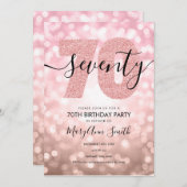 Elegant modern Roos Gold 70e verjaardag Kaart (Voorkant / Achterkant)