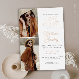 Elegant Modern Roos Gold Afstuderen Aankondiging