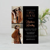 Elegant Modern Roos Gold Afstuderen Invitation Folie Uitnodiging (Staand Voorkant)