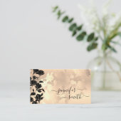 Elegant modern Roos Gold Black Flowers Visitekaartje (Staand voorkant)