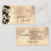 Elegant modern Roos Gold Black Flowers Visitekaartje (Voorkant / Achterkant)