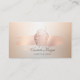 Elegant Modern, Roos Gold Brush Stroke Cupcake Visitekaartje