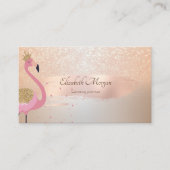 Elegant Modern, Roos Gold Brush Stroke, Flamingo Visitekaartje (Voorkant)