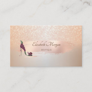 Elegant Modern, Roos Gold Brush Stroke, High Heels Visitekaartje