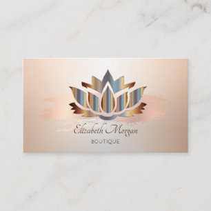 Elegant Modern, Roos Gold Brush Stroke Lotus Visitekaartje