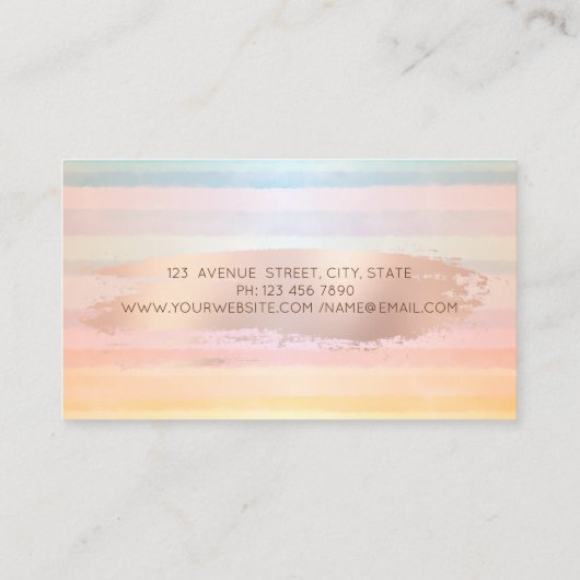 Elegant Modern, Roos Gold Brush Stroke Macarons Visitekaartje (Achterkant)