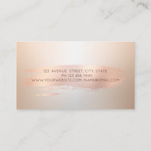 Elegant Modern, Roos Gold Brush Stroke Visitekaartje (Achterkant)