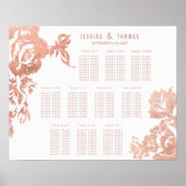 Elegant modern Roos Gold Floral Seating Chart Poster (Voorkant)