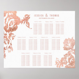 Elegant modern Roos Gold Floral Seating Chart Poster