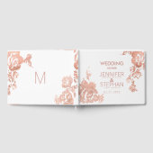 Elegant modern Roos Gold Floral Wedding Gastenboek (Volledig)