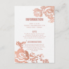 Elegant modern Roos Gold Floral Wedding Informatiekaartje